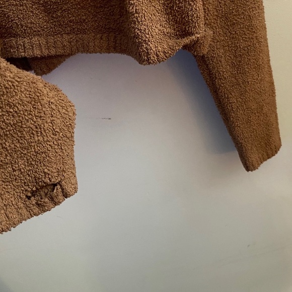bebe Brown Crew Neck Crop Sweater Oversized S Fall Chic - Picture 3 of 8